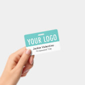 Badge Balise de nom de travail horizontal bleu turquoise (Manuel / portable)