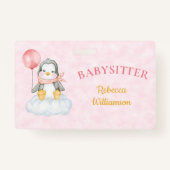 Badge Balise de nom d'entreprise Babysitter Cute Penguin (Devant)