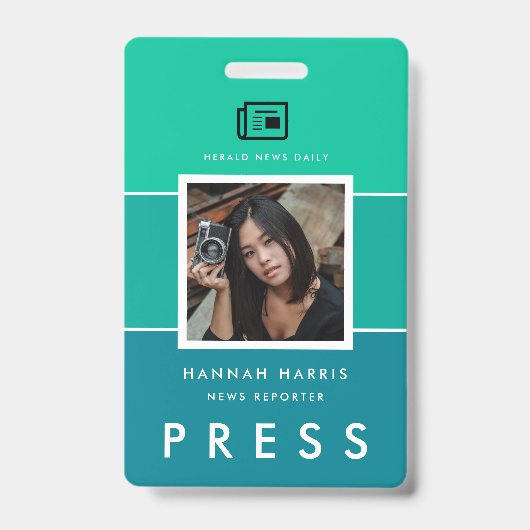 Badge Balise de nom moderne et presse photo (Face)