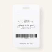 Badge Balise de nom moderne et presse photo (Dos)