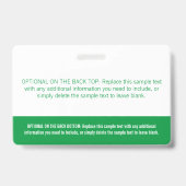 Badge Balise de nom photo de bloc de couleur vert modern (Arrière)