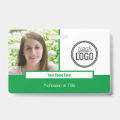Badge Balise de nom photo de bloc de couleur vert modern (Avant)