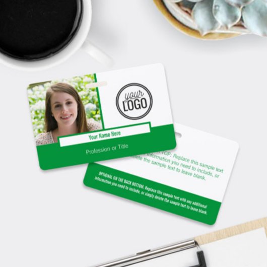 Badge Balise de nom photo de bloc de couleur vert modern