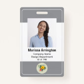 Badge Balise de nom photo en gris neutre vertical (Devant)