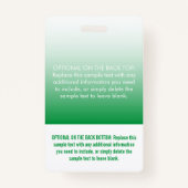 Badge Balise de nom photo moderne Green Ombre Profession (Dos)