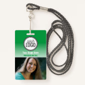 Badge Balise de nom photo moderne Green Ombre Profession (Devant avec lanière)