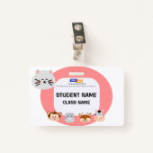 Badge Balise de nom pour enfants avec dessin animal mign (Devant avec clip)