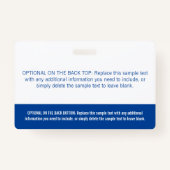 Badge Balise de nom professionnel Modern Blue Color Bloc (Dos)