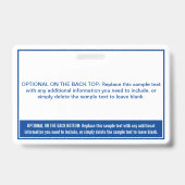 Badge Balise de nom professionnel Simple Blue Color Bloc (Arrière)