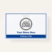 Badge Balise de nom professionnel Simple Blue Color Bloc (Devant)