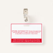 Badge Balise de nom professionnel Simple Bright Red Colo (Dos avec clip)