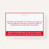 Badge Balise de nom professionnel Simple Bright Red Colo (Dos)