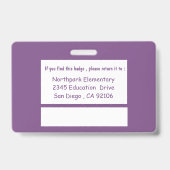 Badge Balise d'identification de l'enseignant K-12 à dou (Arrière)