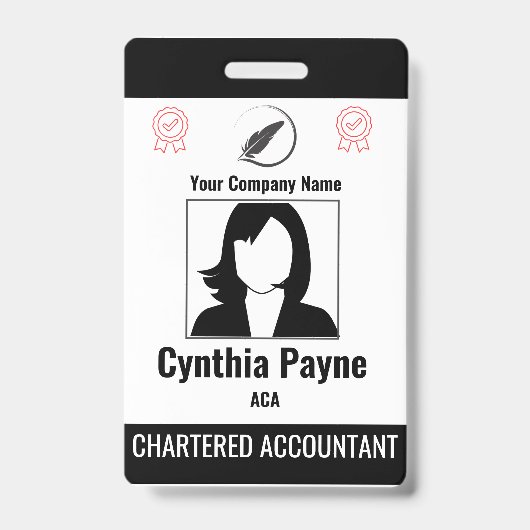 Badge Balise d'identification d'employé simple et blanch (Avant)