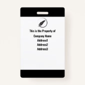 Badge Balise d'identification d'employé simple et blanch (Dos)
