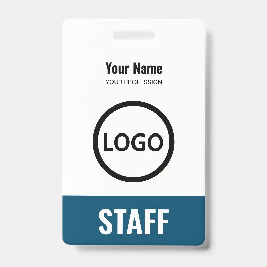 Badge Balise Marine Blue Nom de l'employé Logo commercia (Avant)