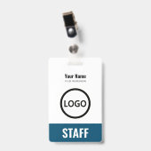 Badge Balise Marine Blue Nom de l'employé Logo commercia (Avant avec clip)