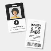 Badge Balise minimale simple pour employé QR et code-bar (Recto et verso)