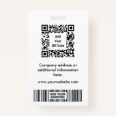 Badge Balise minimale simple pour employé QR et code-bar (Dos)