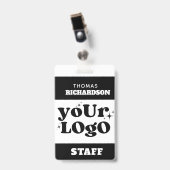 Badge Balise Nom de l'employé personnalisé Logo d'entrep (Avant avec clip)