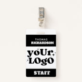 Badge Balise Nom de l'employé personnalisé Logo d'entrep (Devant avec clip)