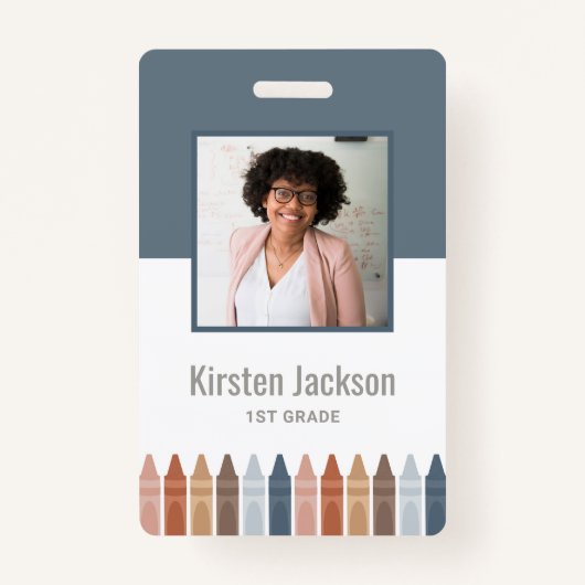 Badge Balise Nom de l'enseignant de la Marine Boho Numér (Devant)