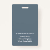 Badge Balise Nom de l'enseignant de la Marine Boho Numér (Dos)