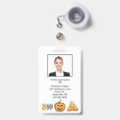 Badge Balise Nom d'Halloween du code barre photo de l'em (Avant avec rétractable)