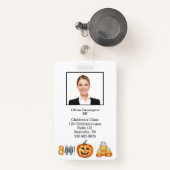 Badge Balise Nom d'Halloween du code barre photo de l'em (Front with Retractable)