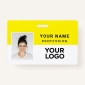 Badge Balise Nom photo de l'employé de l'entreprise jaun (Devant)
