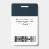 Badge Balise Personnel photo Nom de l'employé (Arrière)