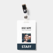 Badge Balise Personnel photo Nom de l'employé (Avant avec clip)