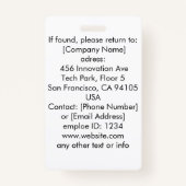 Badge Balise photo de l'employé du logo d'entreprise per (Dos)