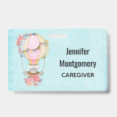 Badge Ballons à air chaud mignon avec aquarelle à ours (Arrière)