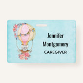 Badge Ballons à air chaud mignon avec aquarelle à ours (Dos)