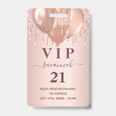 Badge Balloons en glitter or rose pour invitation VIP d' (Avant)