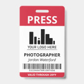 Badge Bande de code-barres de logo rouge cramoisi ID Pre (Avant)
