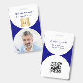 Badge Bannière de code QR de logo d'entreprise bleu mari (Avant & arrière)