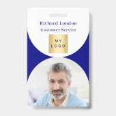 Badge Bannière de code QR de logo d'entreprise bleu mari (Avant)
