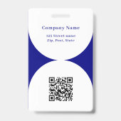 Badge Bannière de photo blanche bleu marine code QR logo (Arrière)