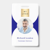 Badge Bannière de photo blanche bleu marine code QR logo (Avant)
