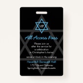 Badge Bar noir et bleu Mitzvah Invitation de réception (Devant)