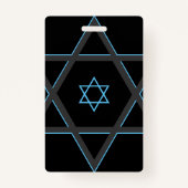 Badge Bar noir et bleu Mitzvah Invitation de réception (Dos)