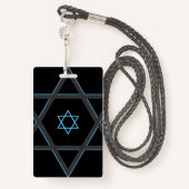 Badge Bar noir et bleu Mitzvah Invitation de réception (Derrière avec lanière)