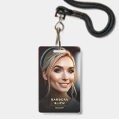 Badge Barbershop Gold Barber's Pole Code de l'employé (Face avec cordon)