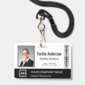 Badge Barre de code de logo d'entreprise personnalisé Ph (Avant avec lanière)