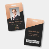 Badge Barre de code logo de l'entreprise Photo de l'empl (Avant & arrière)
