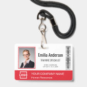 Badge Barre de code personnalisée avec logo d'entreprise (Avant avec lanière)