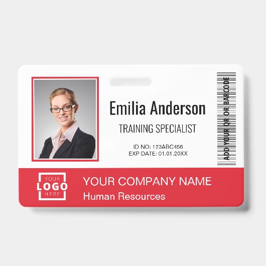 Badge Barre de code personnalisée avec logo d'entreprise (Avant)