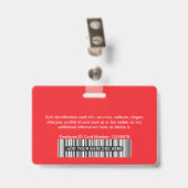 Badge Barre de photo d'employé Total Red ou logo Code Qr (Arrière avec clip)